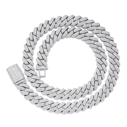 Sterling Silver Moissanite 13mm Square Cuban Chain 22 Inch Necklace RP 18-1/4 Cttw