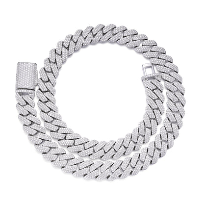 Royal Jewelry sterling silver moissanite Cuban chain with a dazzling design and secure clasp