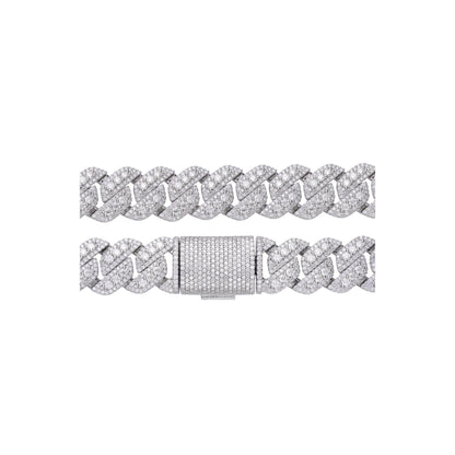 Sterling Silver Round Big Stone in Center Surrounded with Small Stones 20mm Moissanite Cuban Chain 22Inch Necklace RP 55-5/8 Cttw