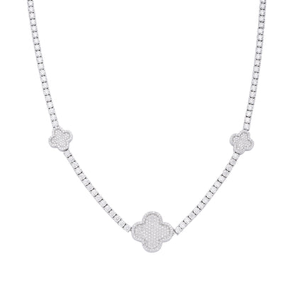 Sterling Silver Round Moissanite 15mm Designer With 3mm Tennis Chain 18 Inch Necklace RP 1 Cttw