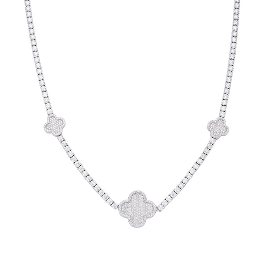 Sterling Silver Round Moissanite 15mm Designer With 3mm Tennis Chain 18 Inch Necklace RP 1 Cttw