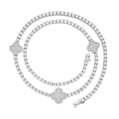 Sterling Silver Round Moissanite 15mm Designer With 3mm Tennis Chain 18 Inch Necklace RP 1 Cttw