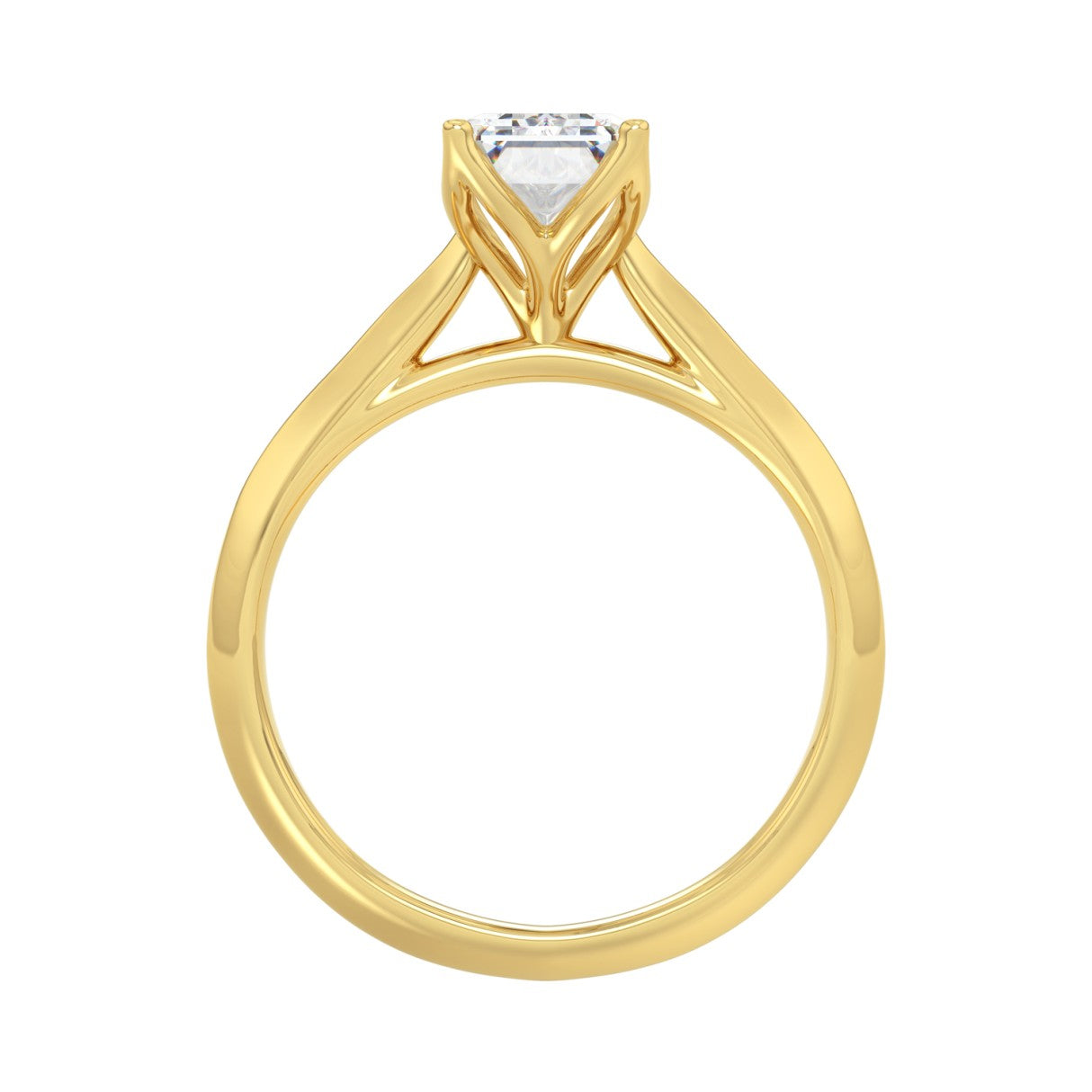 LADIES SOLITAIRE RING 2CT EMERALD LAB DIAMOND 14K YELLOW GOLD - IGI CERTIFIED