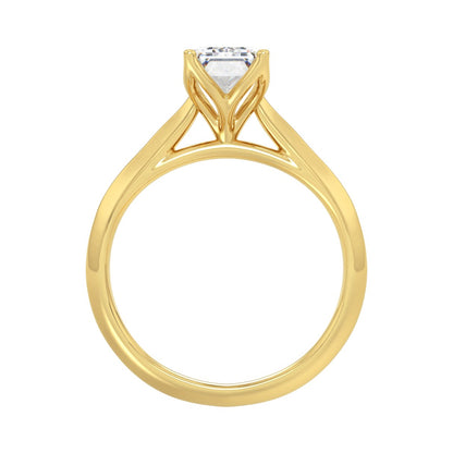 LADIES SOLITAIRE RING 2CT EMERALD LAB DIAMOND 14K YELLOW GOLD - IGI CERTIFIED