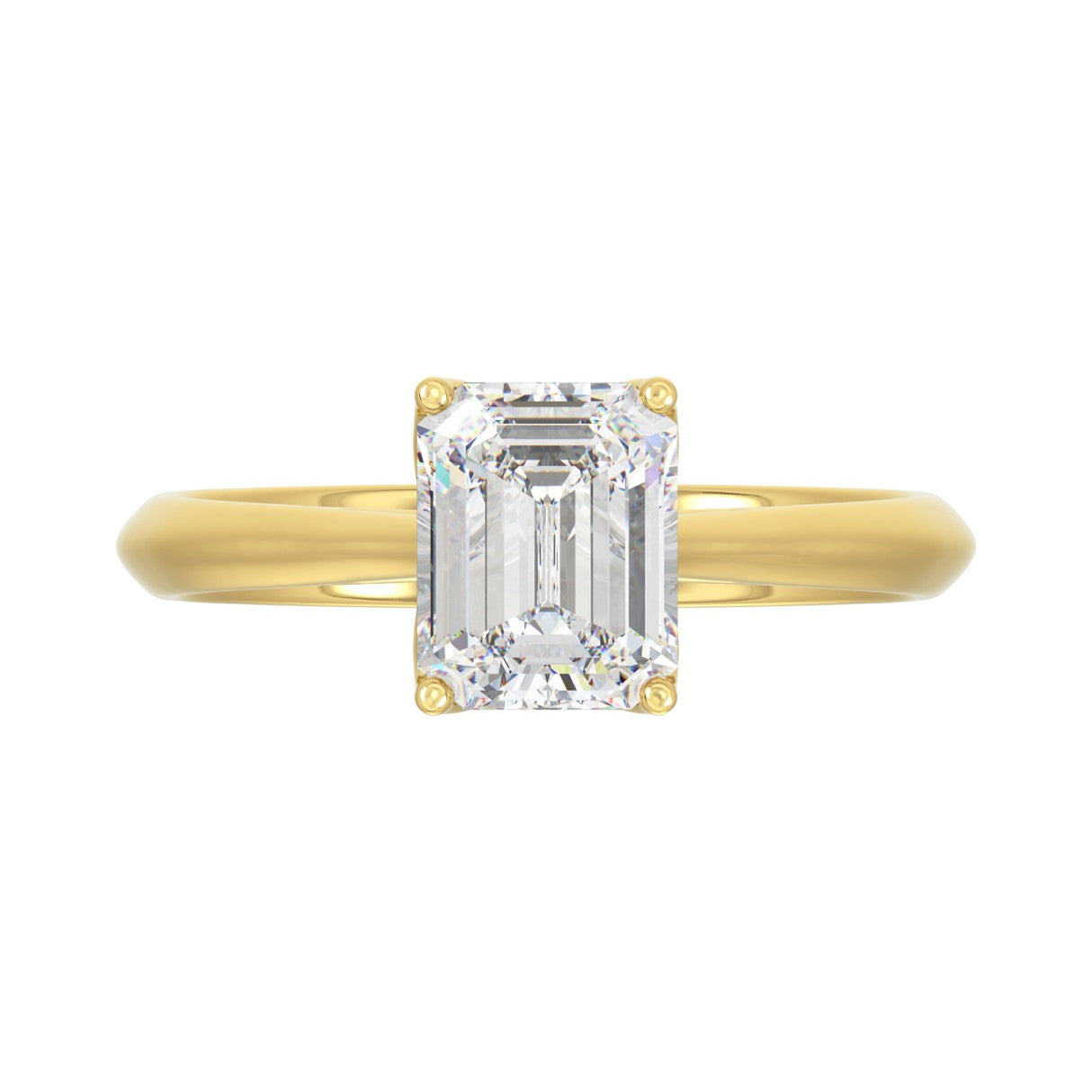 LADIES SOLITAIRE RING 2CT EMERALD LAB DIAMOND 14K YELLOW GOLD - IGI CERTIFIED
