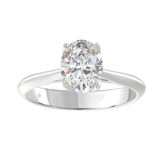 LADIES SOLITAIRE ENGAGEMENT RING 2CT OVAL LAB DIAMOND 14K WHITE GOLD - IGI CERTIFIED
