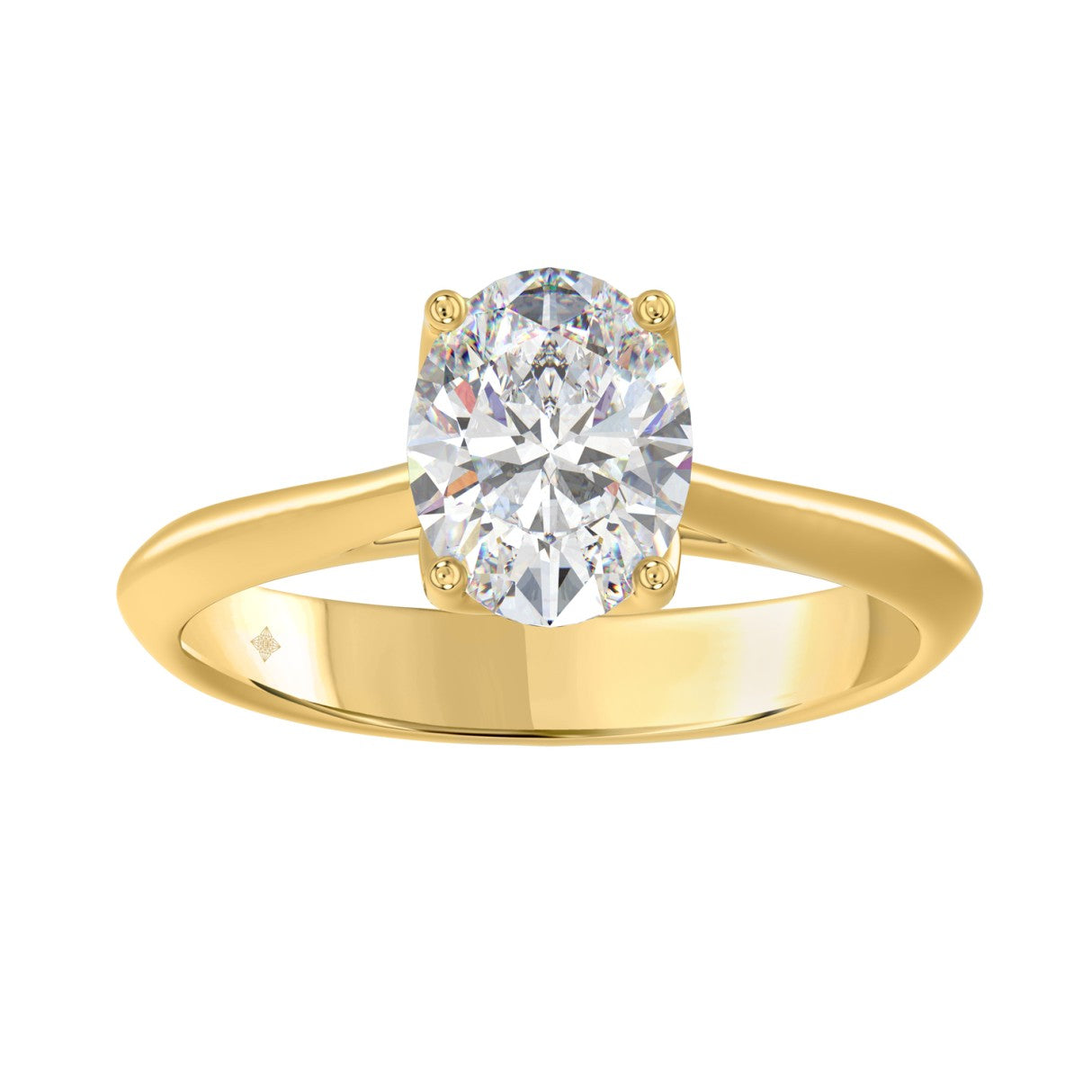 LADIES SOLITAIRE RING 2CT OVAL LAB DIAMOND 14K YELLOW GOLD - IGI CERTIFED