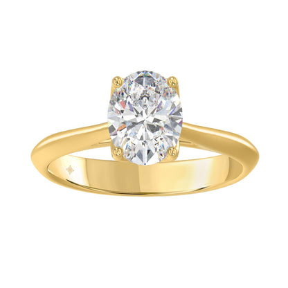 LADIES SOLITAIRE RING 2CT OVAL LAB DIAMOND 14K YELLOW GOLD - IGI CERTIFED