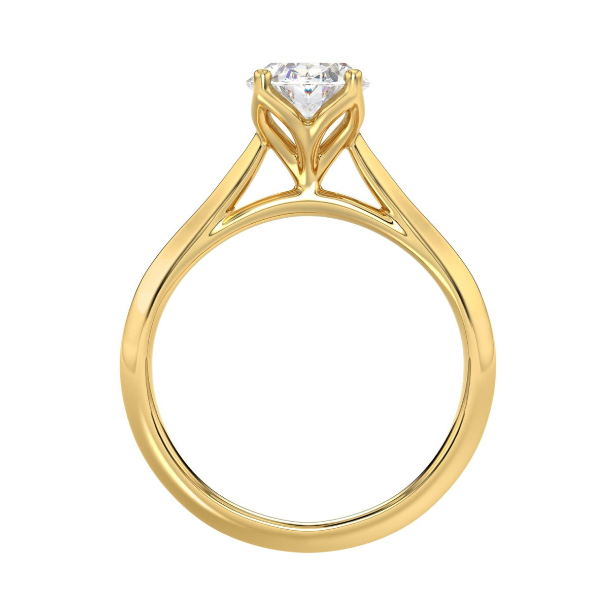 LADIES SOLITAIRE RING 2CT OVAL LAB DIAMOND 14K YELLOW GOLD - IGI CERTIFED
