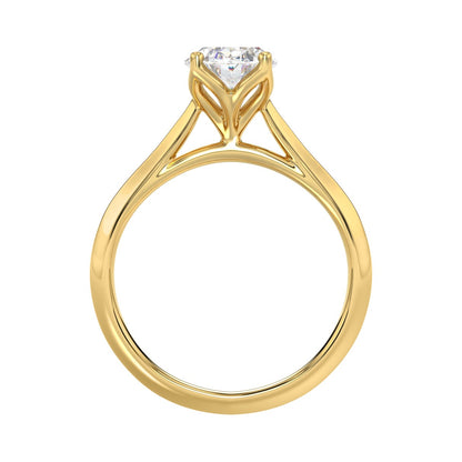 LADIES SOLITAIRE RING 2CT OVAL LAB DIAMOND 14K YELLOW GOLD - IGI CERTIFED