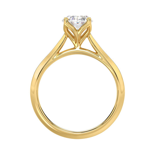 LADIES SOLITAIRE RING 2CT OVAL LAB DIAMOND 14K YELLOW GOLD - IGI CERTIFED