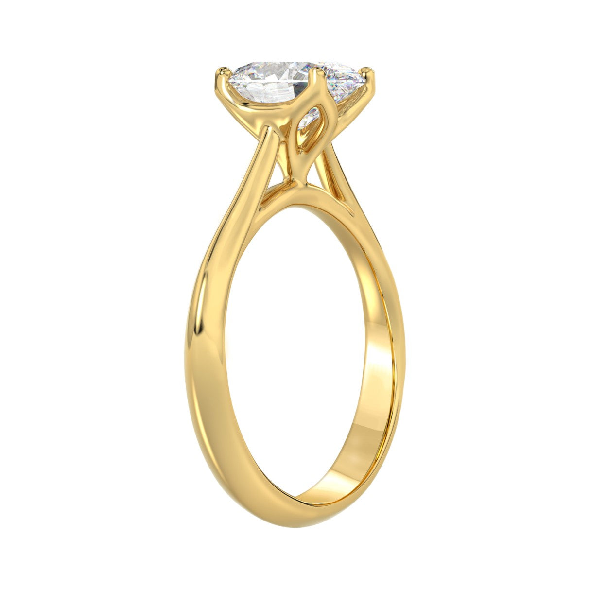 LADIES SOLITAIRE RING 2CT OVAL LAB DIAMOND 14K YELLOW GOLD - IGI CERTIFED