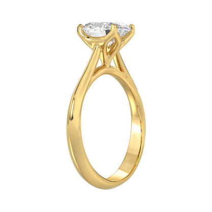 LADIES SOLITAIRE RING 2CT OVAL LAB DIAMOND 14K YELLOW GOLD - IGI CERTIFED