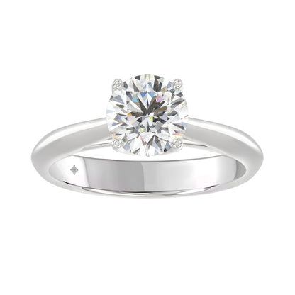 LADIES SOLITAIRE RING 1 1/2CT ROUND LAB DIAMOND 14K WHITE GOLD - IGI CERTIFIED