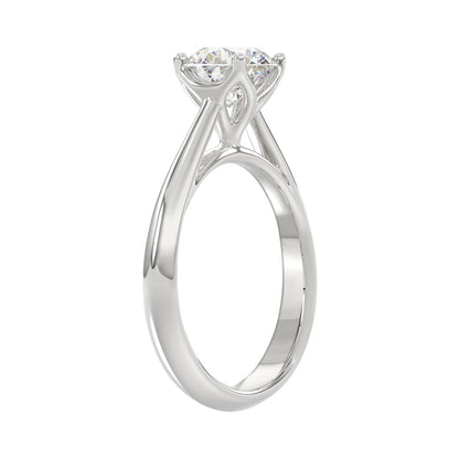 LADIES SOLITAIRE RING 1 1/2CT ROUND LAB DIAMOND 14K WHITE GOLD - IGI CERTIFIED