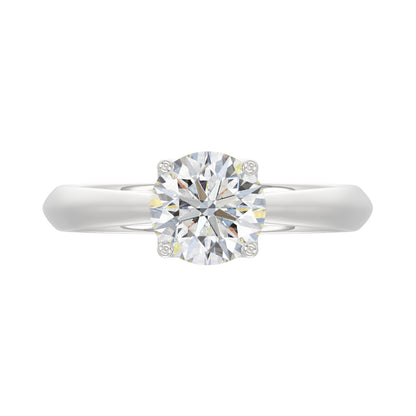 LADIES SOLITAIRE RING 1 1/2CT ROUND LAB DIAMOND 14K WHITE GOLD - IGI CERTIFIED