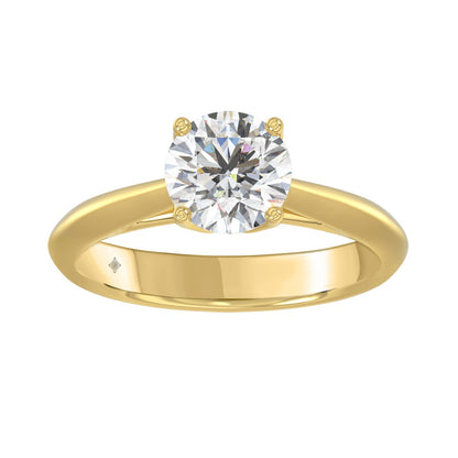 lab diamond gold engagement ring featuring a stunning round cut diamond in a yellow gold band