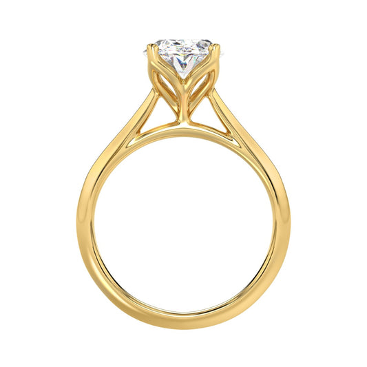 LADIES SOLITAIRE RING 3CT OVAL LAB DIAMOND 14K YELLOW GOLD