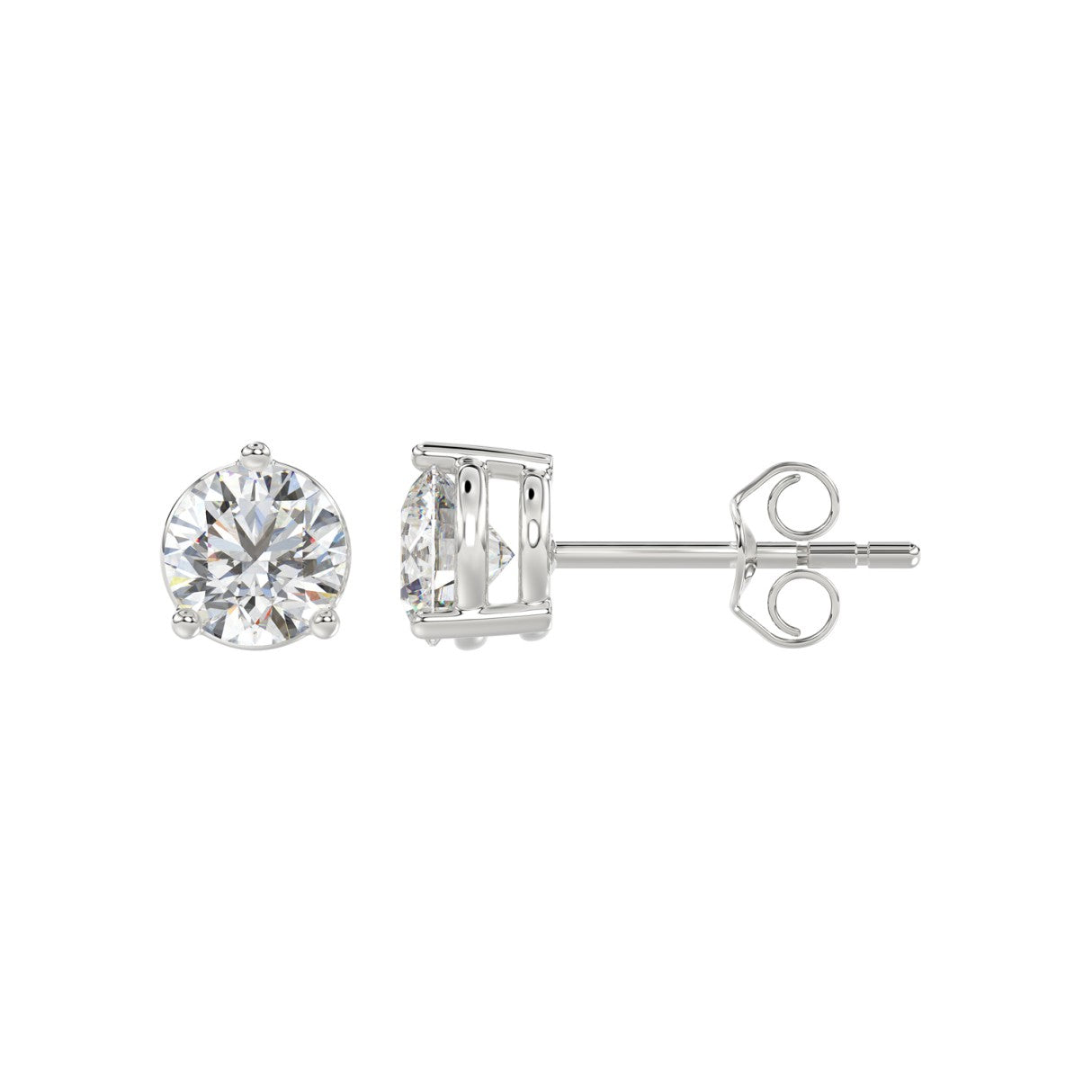 14K WHITE GOLD 2CT ROUND LAB-GROWN DIAMOND LADIES SOLITAIRE EARRINGS