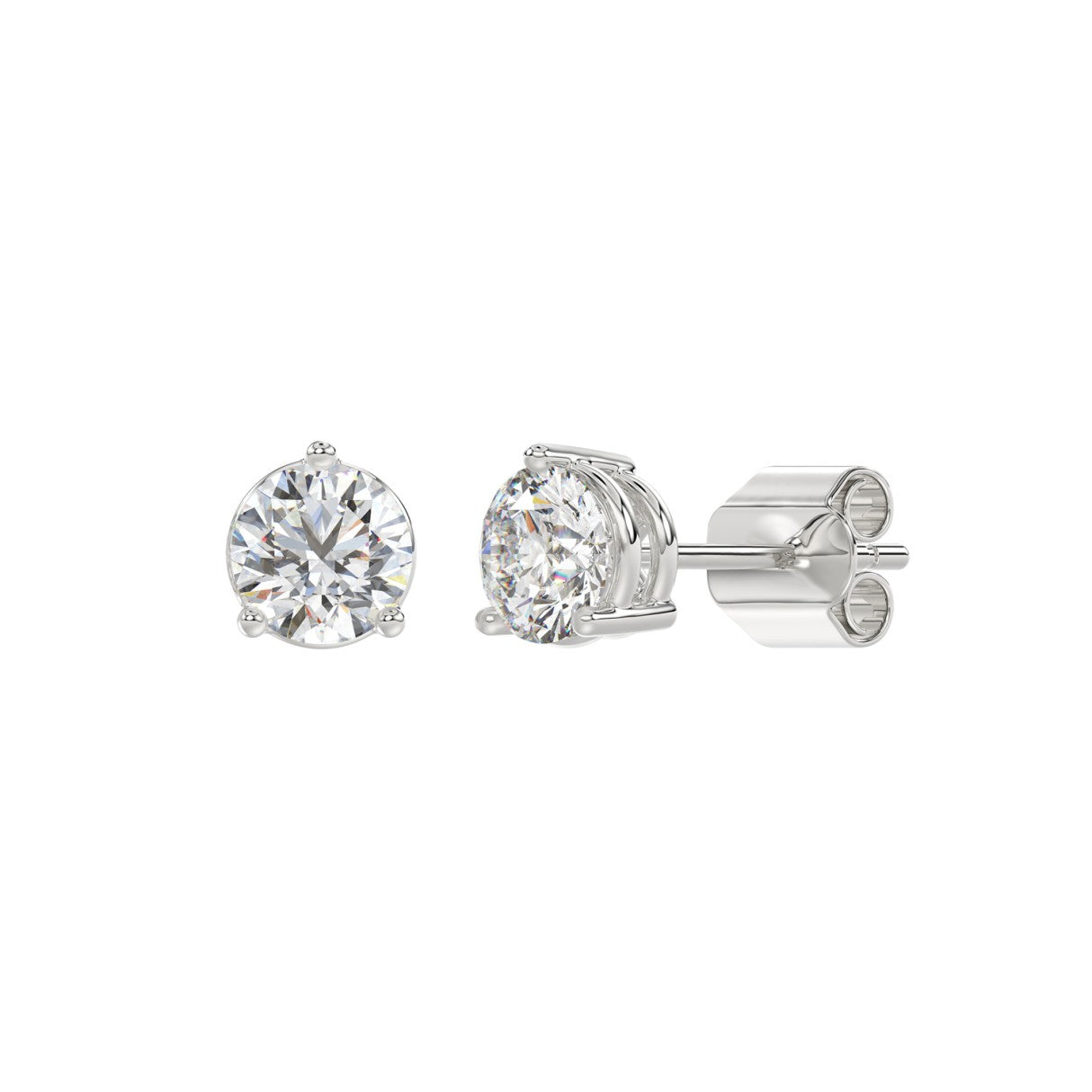 14K WHITE GOLD 2CT ROUND LAB-GROWN DIAMOND LADIES SOLITAIRE EARRINGS