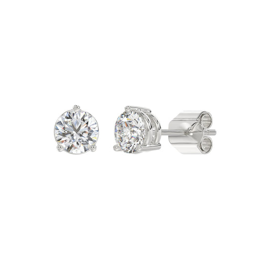 14K WHITE GOLD 2CT ROUND LAB-GROWN DIAMOND LADIES SOLITAIRE EARRINGS