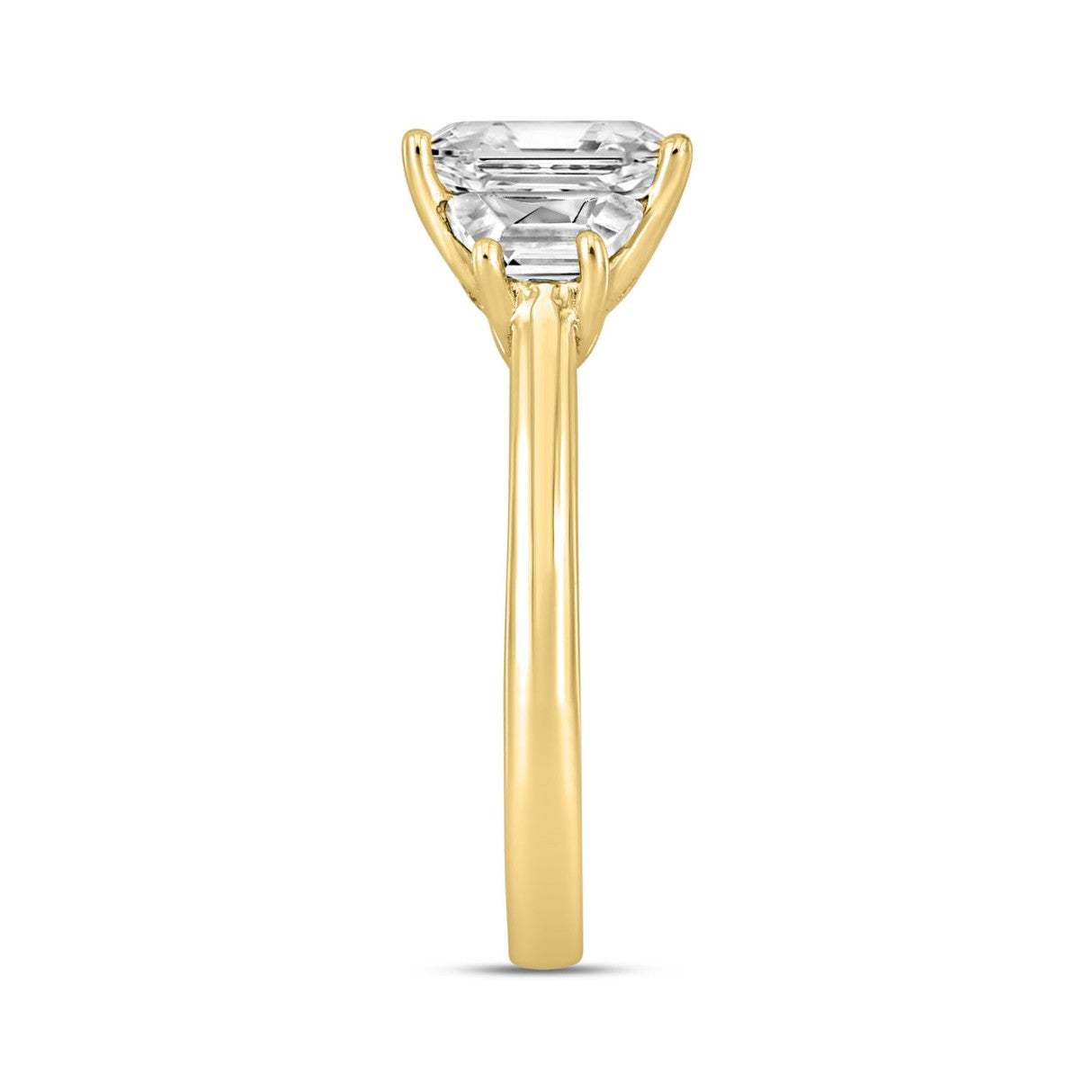 2 3/4CT ROUND/TRAPEZOID/EMERALD CERTIFIED LAB GROWN DIAMOND RING 14K YELLOW GOLD VS1/VS2