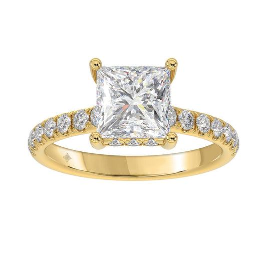 2 1/2CT ROUND/PRINCESS CERTIFIED LAB GROWN DIAMOND RING 14K YELLOW GOLD (CENTER STONE PRINCESS DIAMOND 2CT ) VS1/VS2