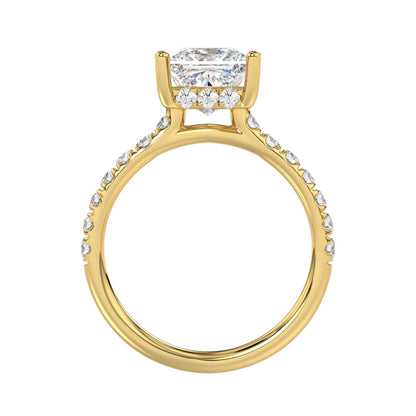 14K yellow gold princess diamond ring with sparkling side diamonds and a stunning center stone