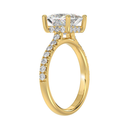 14K yellow gold princess diamond ring featuring a sparkling center stone with side diamonds