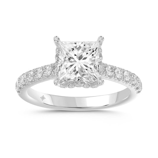 2 1/2CT ROUND/PRINCESS LAB GROWN DIAMOND RING 14K WHITE GOLD (CENTER STONE PRINCESS DIAMOND 2CT ) CERTIFIED VS1/VS2 (F/G)