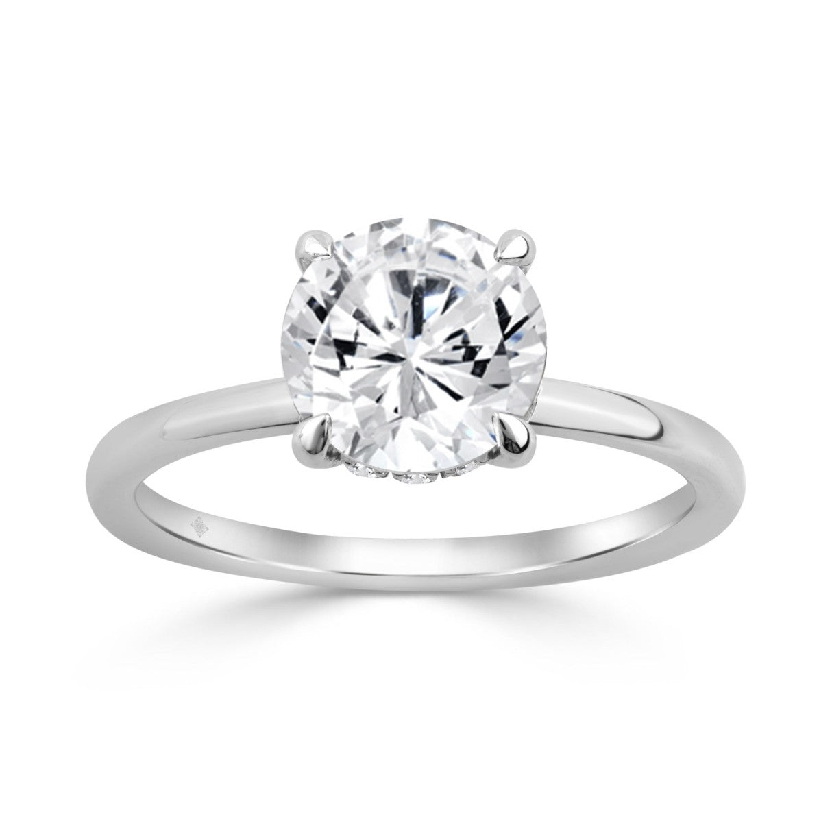 14K WHITE GOLD 2.00CT ROUND LAB-GROWN DIAMOND LADIES RING (CENTER STONE ROUND DIAMOND 2CT)