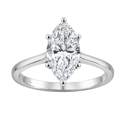 14K WHITE GOLD 2.00CT MARQUISE LAB DIAMOND LADIES SOLITAIRE RING - IGI CERTIFIED