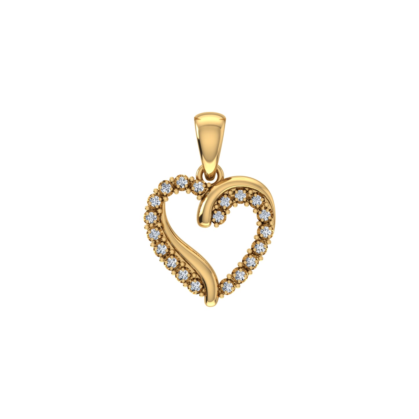 10K Yellow Gold Round Diamond Open Heart Pendant 1/10 Cttw