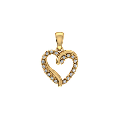 10K Yellow Gold Round Diamond Open Heart Pendant 1/10 Cttw