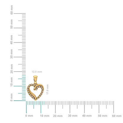 10K Yellow Gold Round Diamond Open Heart Pendant 1/10 Cttw