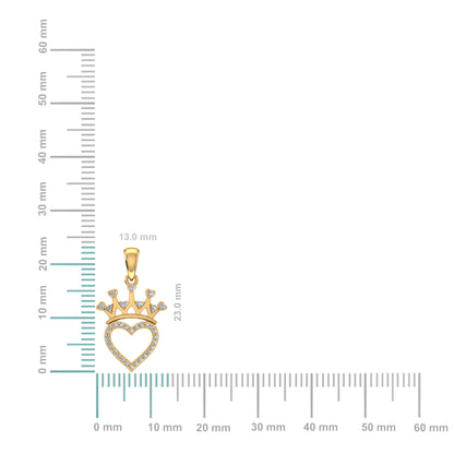 10K gold heart crown pendant featuring sparkling accents for a stylish and elegant look