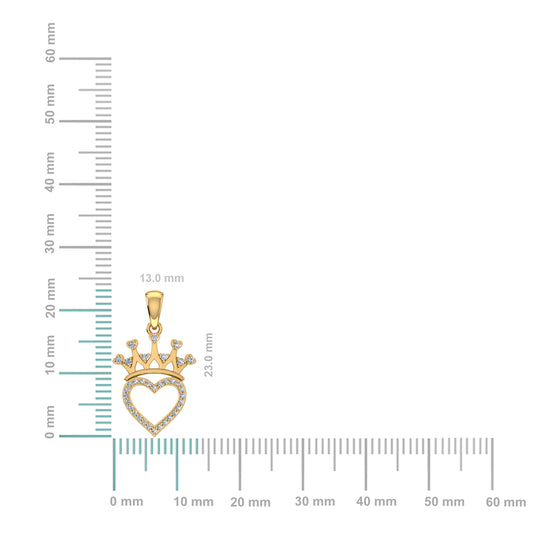 10K gold heart crown pendant featuring sparkling accents for a stylish and elegant look