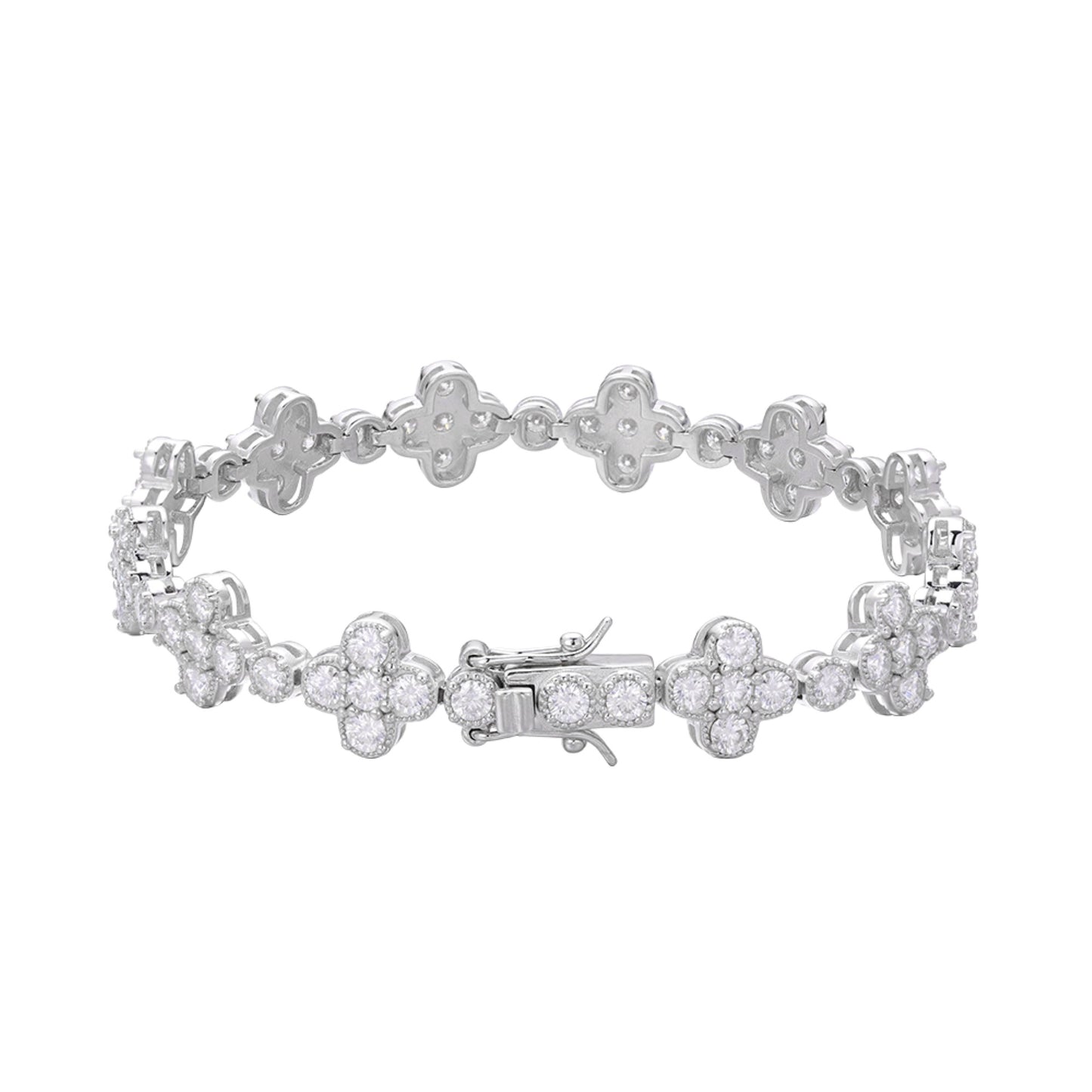 Sterling Silver Round Moissanite Designer Bracelet 7 Inch RP 7-1/3 Cttw