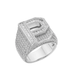 Sterling Silver Round Baguette Moissanite Cluster Initial P Letter Mens Ring 10 RP 5 Cttw