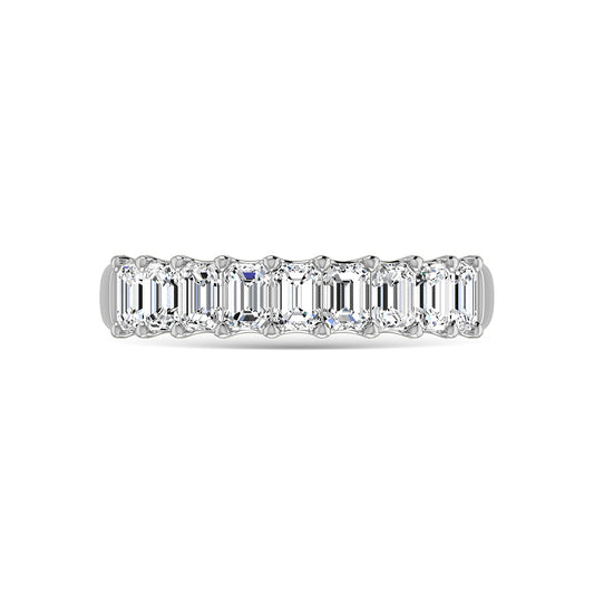14K White Gold Lab Grown Diamond 1 3/4 CT Halfway Emerald Wedding Band