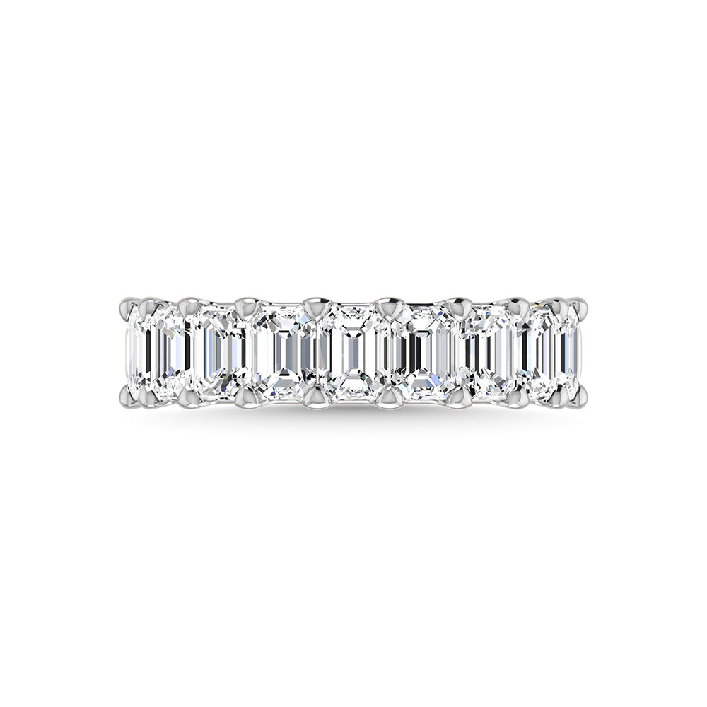 14K White Gold Lab Grown Diamond 2 7/8 CT Emerald Shape Half Way Eternity Band