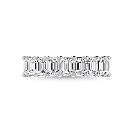 14K White Gold Lab Grown Diamond 2 7/8 CT Emerald Shape Half Way Eternity Band