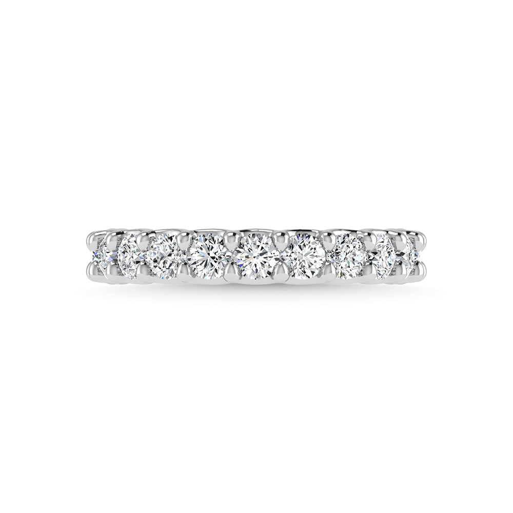 14K White Gold Lab Grown Diamond 5/8 CT Round Shape Half Way wedding Band (size 6.5)