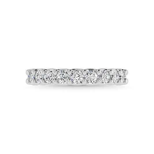 14K White Gold Lab Grown Diamond 5/8 CT Round Shape Half Way wedding Band (size 6.5)