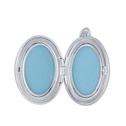 Sterling Silver "I Love You" with Rose Oval Locket W/chain