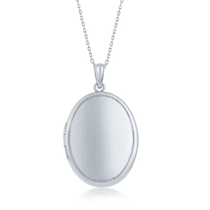 Sterling Silver, Shiny Oval Locket W/chain