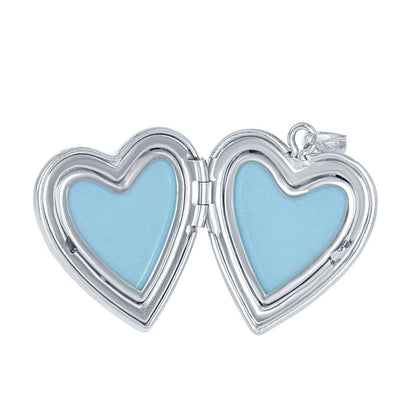Sterling Silver, Mother of Pearl Center Heart Locket W/chain