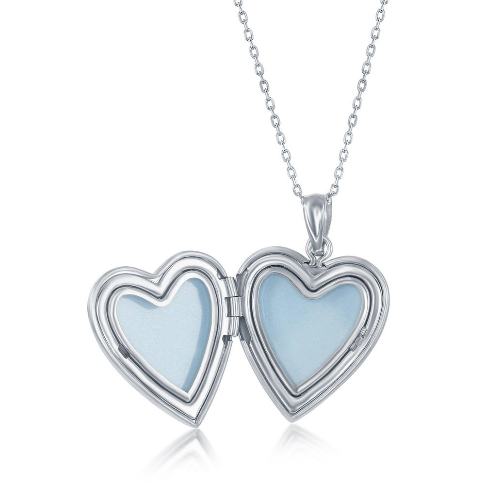 Sterling Silver, "Always in My Heart" Paw Print Heart Locket w/Chain