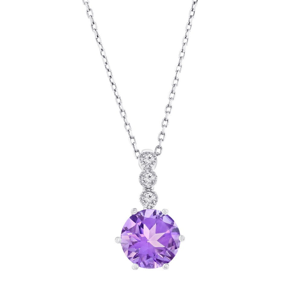 Sterling Silver, Amethyst & White Topaz Pendant