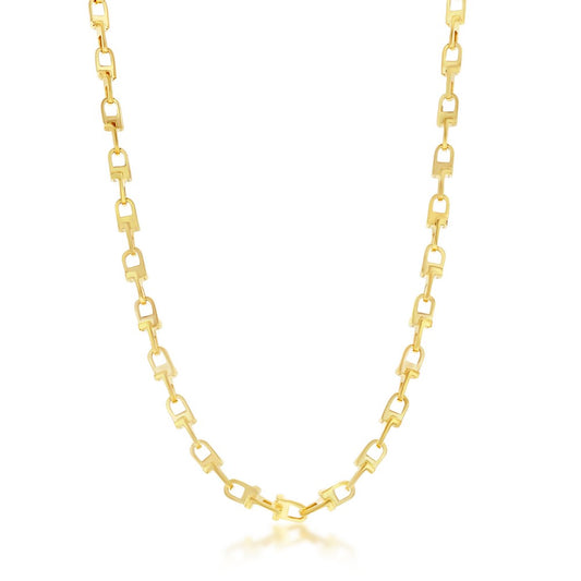 Sterling Silver U-Link Design Necklace - Gold Plated